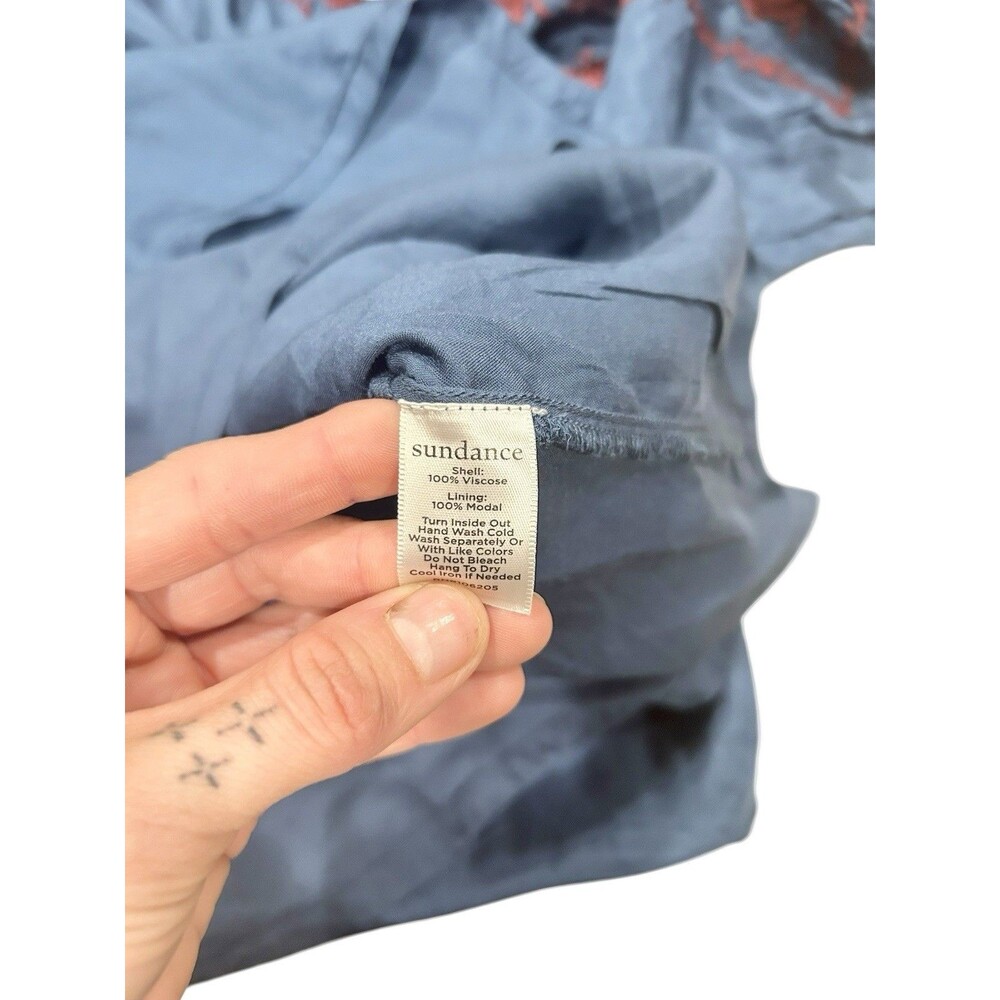 Sundance Parlor Blooms Float Blouse Size Petite Medium Oasis Blue Embroidered - Picture 6 of 7